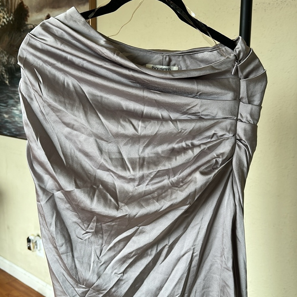 HOUSE OF CB 'Jia' Grey Satin Gathered Maxi Skirt‎ NWOT Size S - Picture 12 of 15